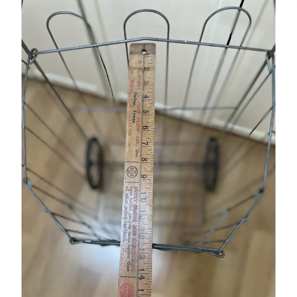 Vintage Folding Shopping Cart French Market Metal Laundry Basket Towel Storage